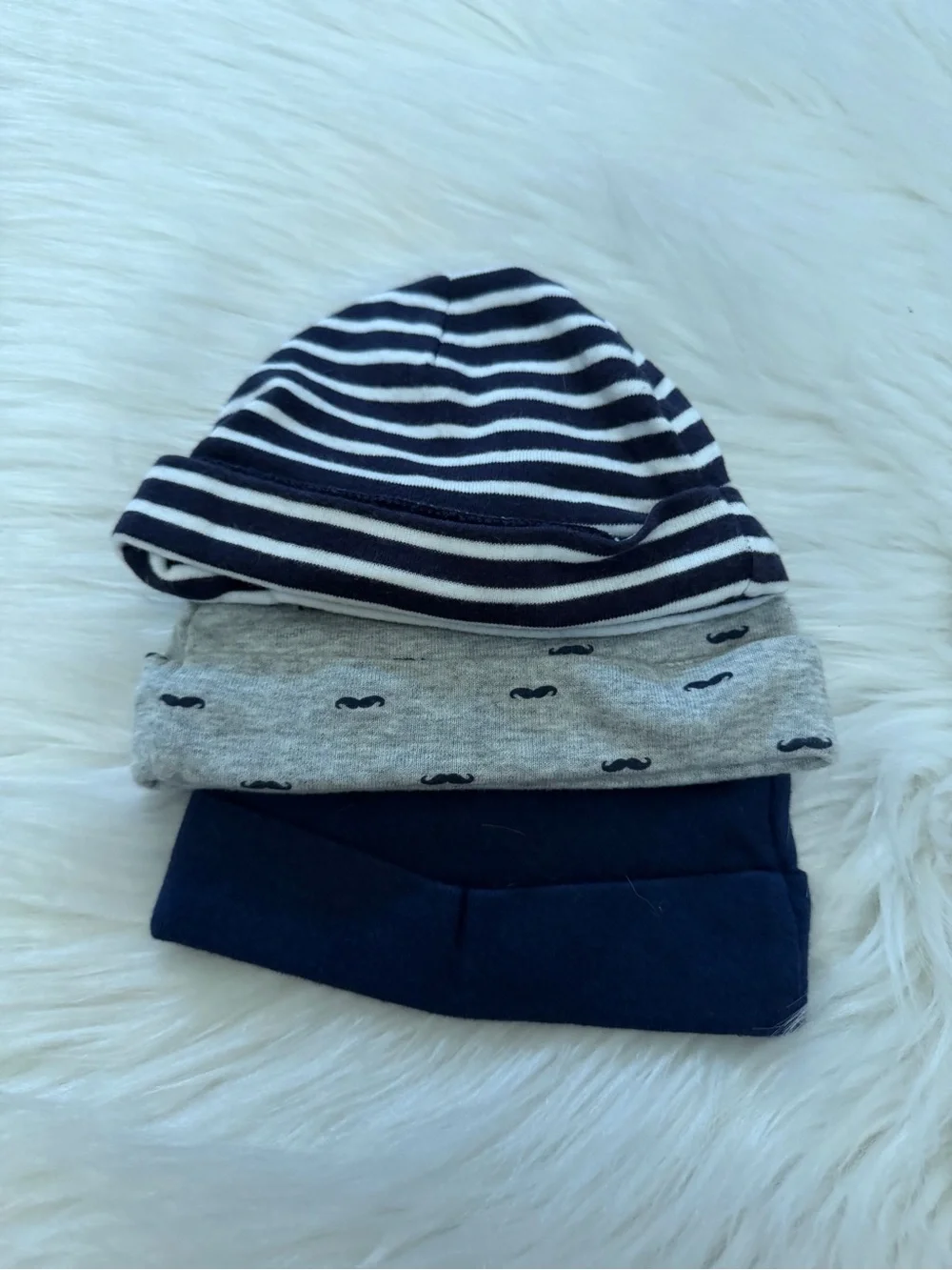 3-Pack Baby Knit Beanie Hats Sz 0-6months